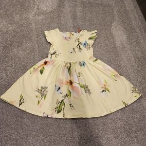 Ted Baker Yellow Floral Knit Dress Sz 3-4